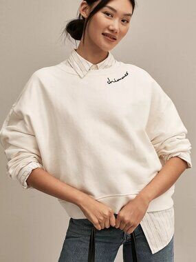 NWOT PILCRO embroidered sweatshirt in ivory (XS)